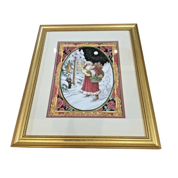 Marilyn Gauthier “Miles to Go” Framed Santa Print – York 5 Miles, Holiday Gaudre - Picture 1 of 9